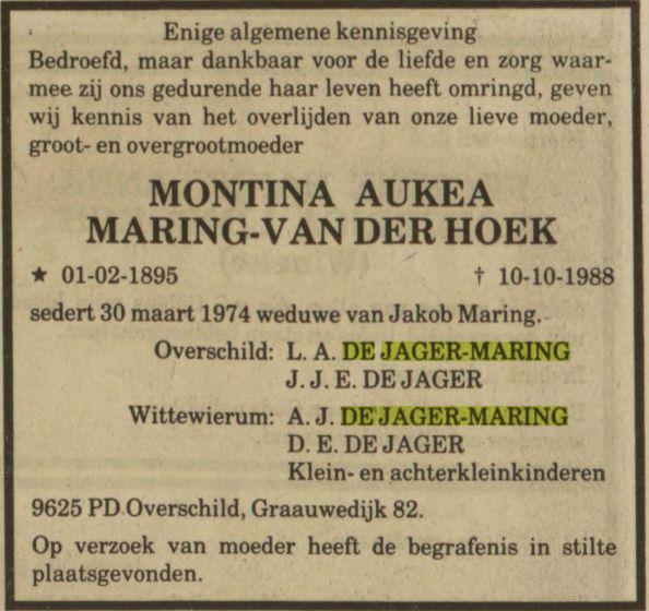 montina aukea maring- van der hoek on 13 Oct 1988.